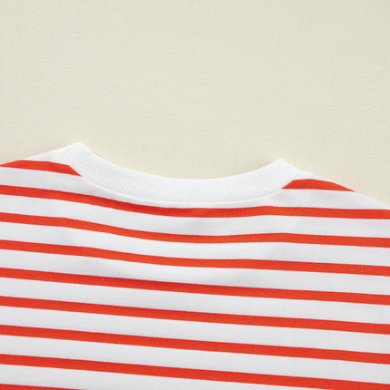 Striped Dropped Shoulder Long Sleeve Sweatshirt - Vickie Lynn's