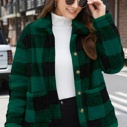 Button Up Drop Shoulder Fuzzy Jacket