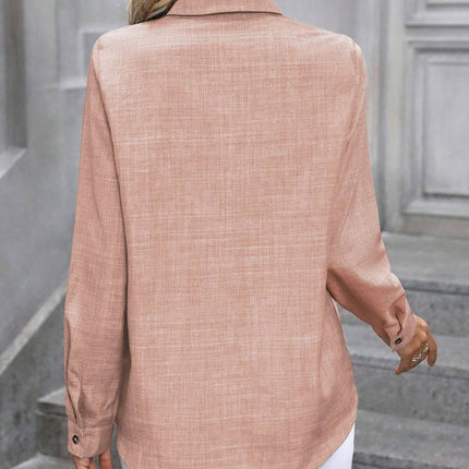 Button Up Collared Neck Long Sleeve Shirt