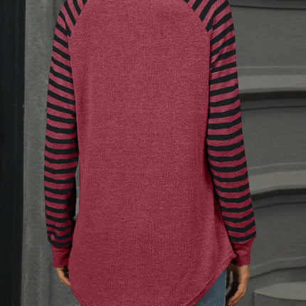 Striped Round Neck Long Sleeve T-Shirt