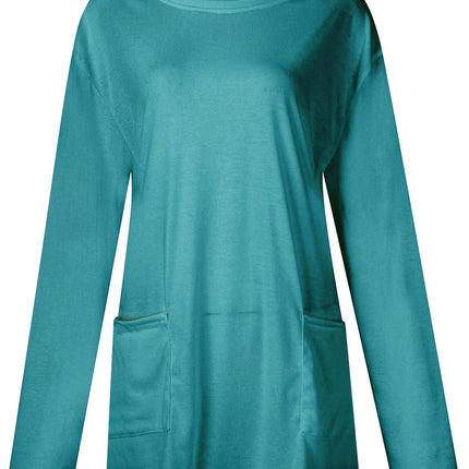 Full Size Pocketed Round Neck Long Sleeve T-Shirt