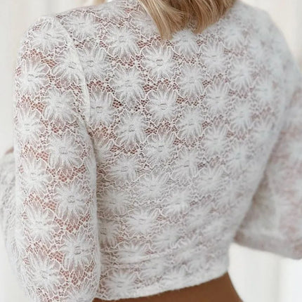 Lace Mock Neck Long Sleeve Top