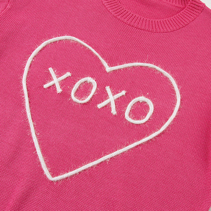 XOXO Round Neck Drop Shoulder Sweater