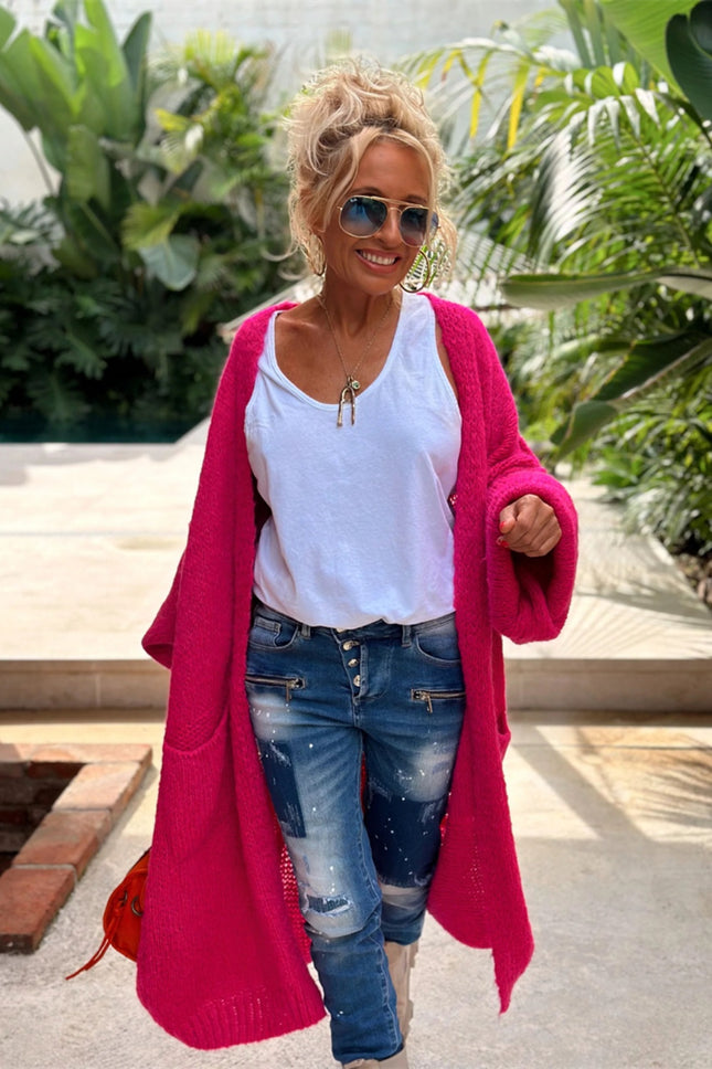 Letter Dropped Shoulder Long Sleeve Cardigan - Vickie Lynn's