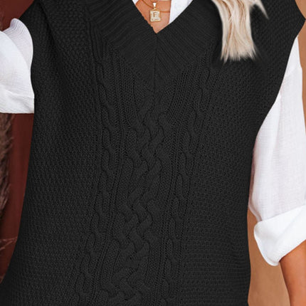 Cable-Knit V-Neck Sweater Vest