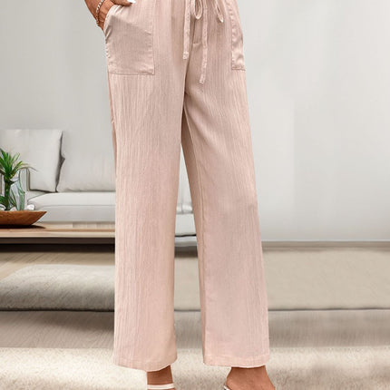 Tied Wide Leg Pants with Pockets