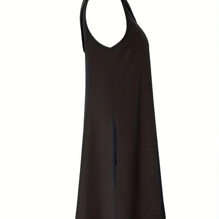 Asymmetrical Neck Sleeveless Mini Dress