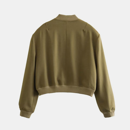 Pocketed Snap Down Baseball Collar Jacket