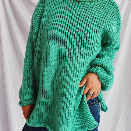 Boat Neck Dropped Shoulder Sweater