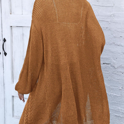 Cable-Knit Open Front Long Sleeve Cardigan