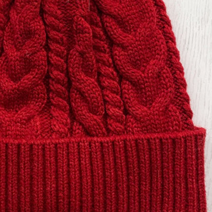 Cable-Knit Cuffed Hat with Pom-pom