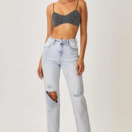 RISEN High Rise Distressed Relaxed Jeans