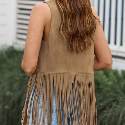 Fringe Open Front Vest Coat