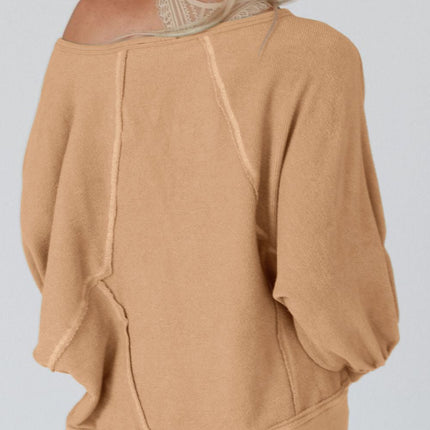 Exposed Seam Single Shoulder Long Sleeve Top