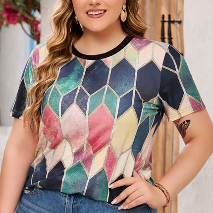 Plus Size Gradient Color Block Tee Shirt