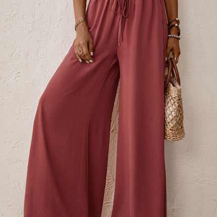 Perfee Frill Tied Wide Leg Pants