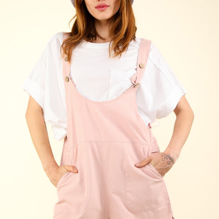 VERY J Adjustable Waist Suspender Overalls with Pockets