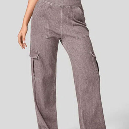 High Waist Straight Leg Cargo Jeans