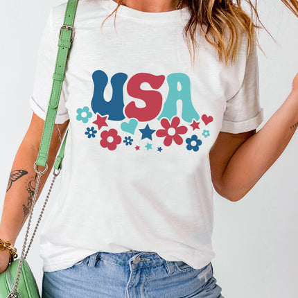 USA Round Neck Short Sleeve T-Shirt