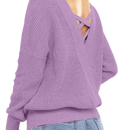 Crisscross Back Boat Neck Sweater