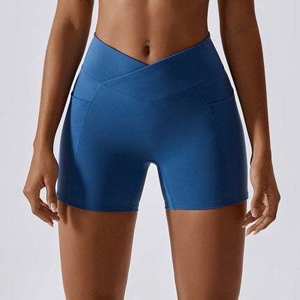 Ruched Pocketed High Waist Active Shorts