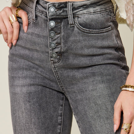 Judy Blue Full Size Button Fly High Waist Cuffed Capris