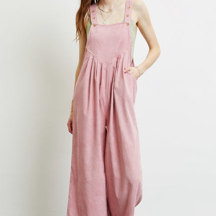 HEYSON Full Size Corduroy Sleeveless Wide-Leg Overall