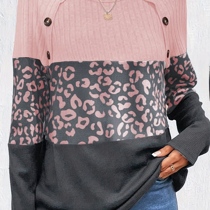 Leopard Round Neck Long Sleeve Top