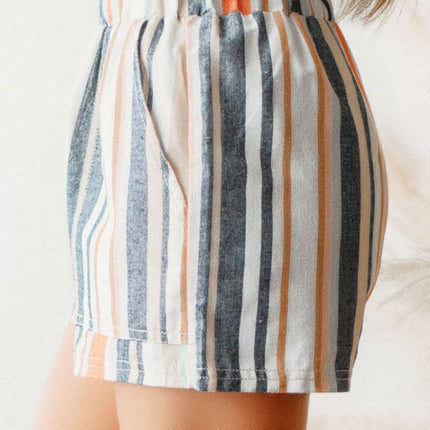 Striped Elastic Waist Shorts