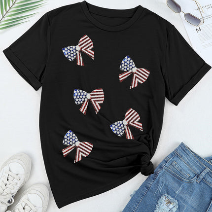 US Flag Round Neck Short Sleeve T-Shirt