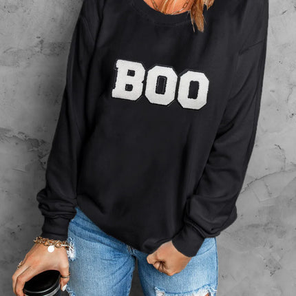 BOO Round Neck Long Sleeve Sweatshirt