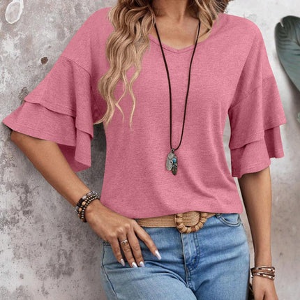 V-Neck Half Sleeve Blouse