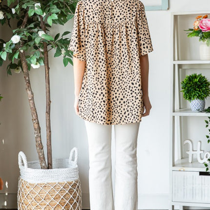 Heimish Full Size Animal Print Flutter Sleeve Blouse