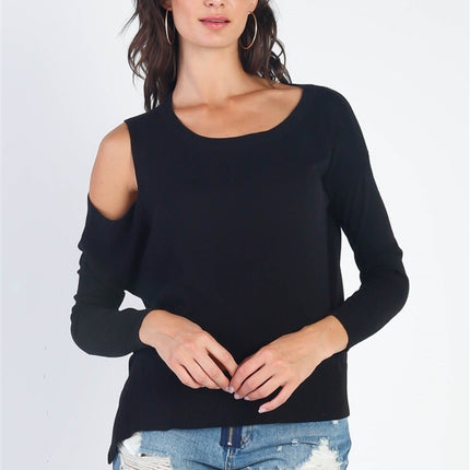 UNIQ Cold Shoulder Long Sleeve Knit Top