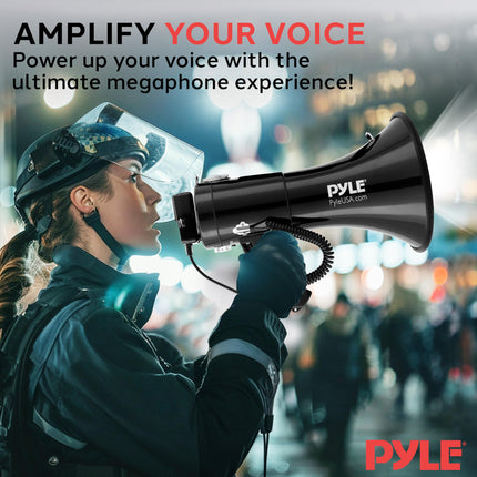Pyle Portable Compact PA Megaphone Speaker with Alarm Siren & Adjustable Volume