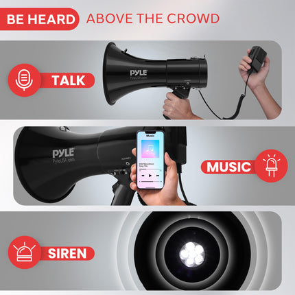 Pyle Portable Compact PA Megaphone Speaker with Alarm Siren & Adjustable Volume