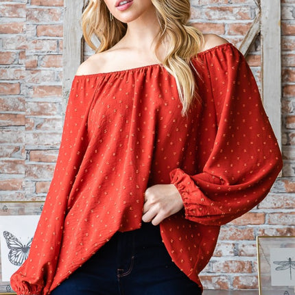 Heimish Full Size Swiss Dot Off Shoulder Top