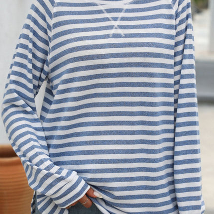 Striped Round Neck Long Sleeve T-Shirt