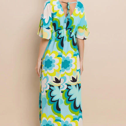 ODDI Floral Printed Slit Maxi Dress