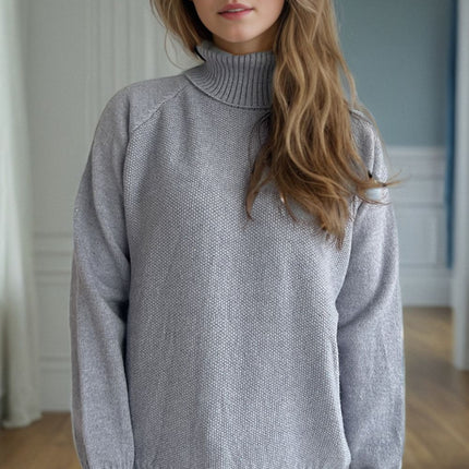 Ribbed Turtleneck Raglan Sleeve Sweater