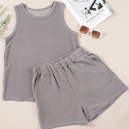 Round Neck Sleeveless Top and Shorts Set