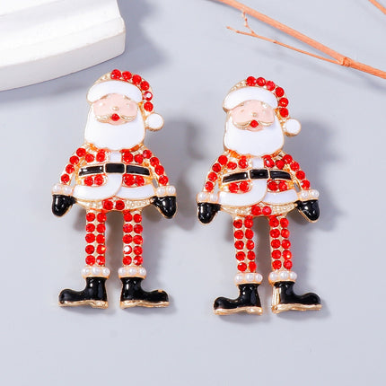 Alloy Rhinestone Santa Earrings