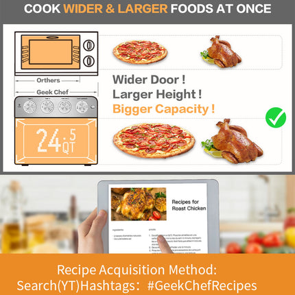 Geek Chef Air Fryer 26QT 26L Air Fryer - Fry Oil-Free!