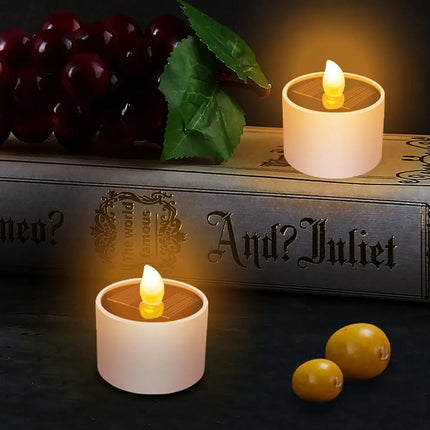 Flameless LED Tea Light Plastic Solar Energy Candle Yellow Light Power LED Flameless Electronic Tea Lights Lamp For Outdoor