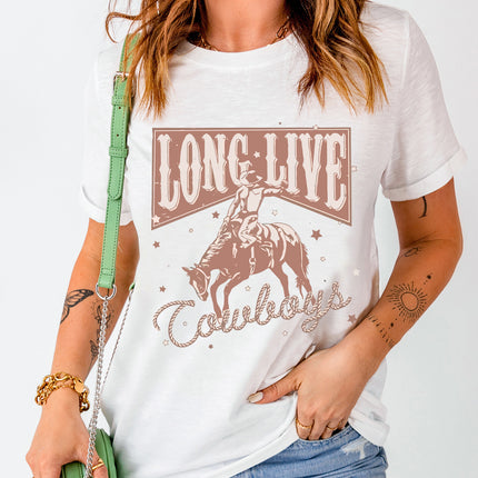 Cowboy Graphic Round Neck Short Sleeve T-Shirt - Vickie Lynn's