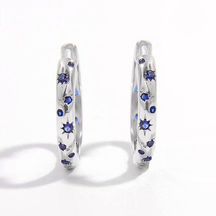 925 Sterling Silver Inlaid Zircon Huggie Earrings