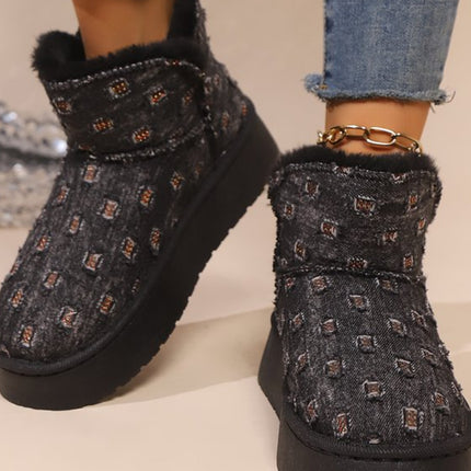 Thermal Faux Fur Round Toe Platform Boots