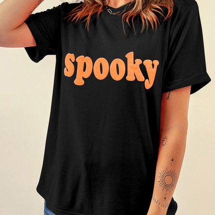 SPOOKY Round Neck Short Sleeve T-Shirt