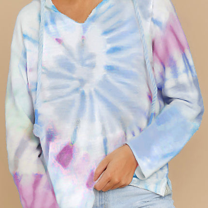 Drawstring Tie-Dye Long Sleeve Hoodie