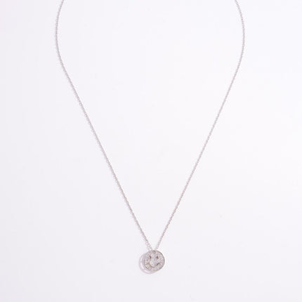 925 Sterling Silver Zircon Smiley Face Necklace